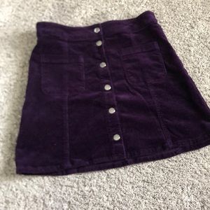 High Waisted Deep Purple Corduroy Skirt